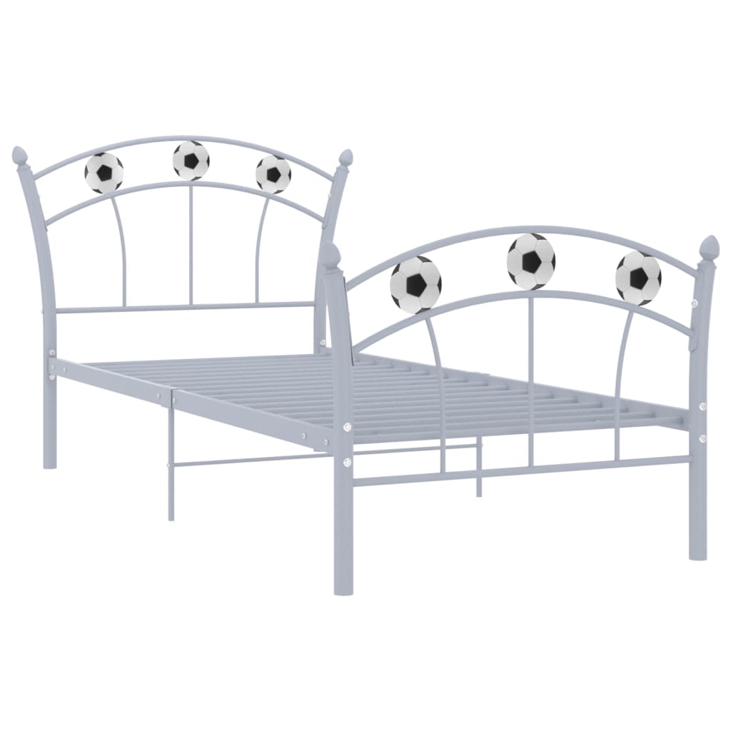 Bedframe met voetbaldesign metaal grijs 90x200 cm – afbeelding 2