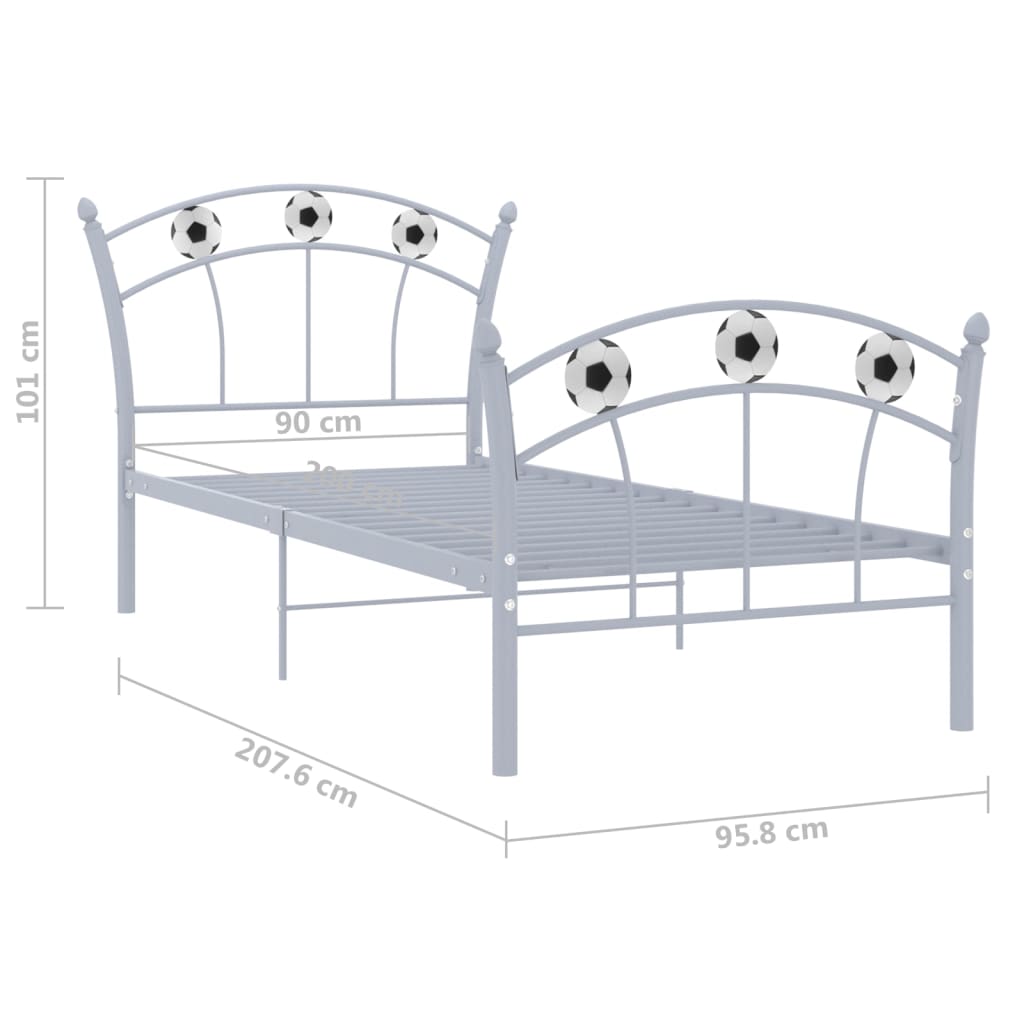 Bedframe met voetbaldesign metaal grijs 90x200 cm – afbeelding 6