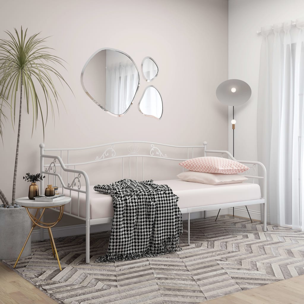 Slaapbank metaal wit 90x200 cm – afbeelding 1