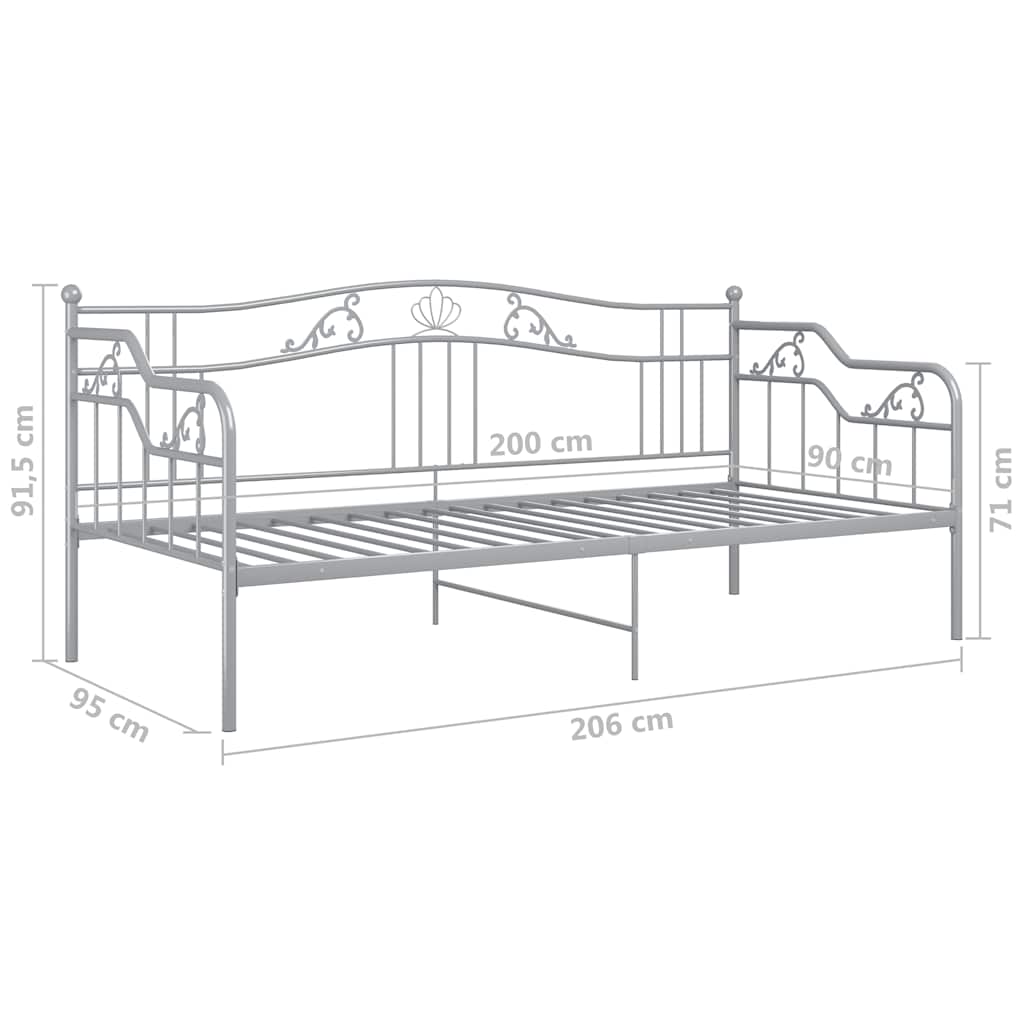 Slaapbank metaal grijs 90x200 cm – afbeelding 10