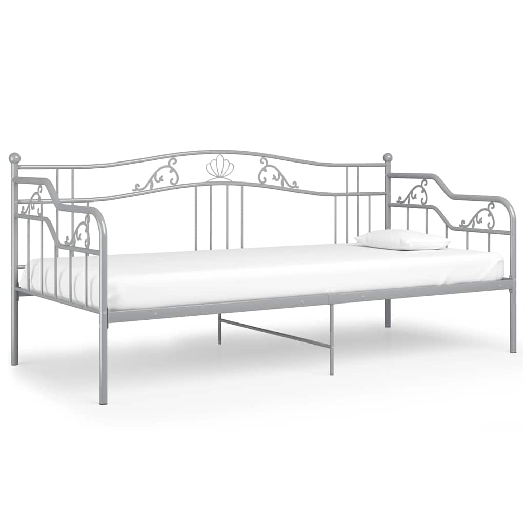 Slaapbank metaal grijs 90x200 cm – afbeelding 2