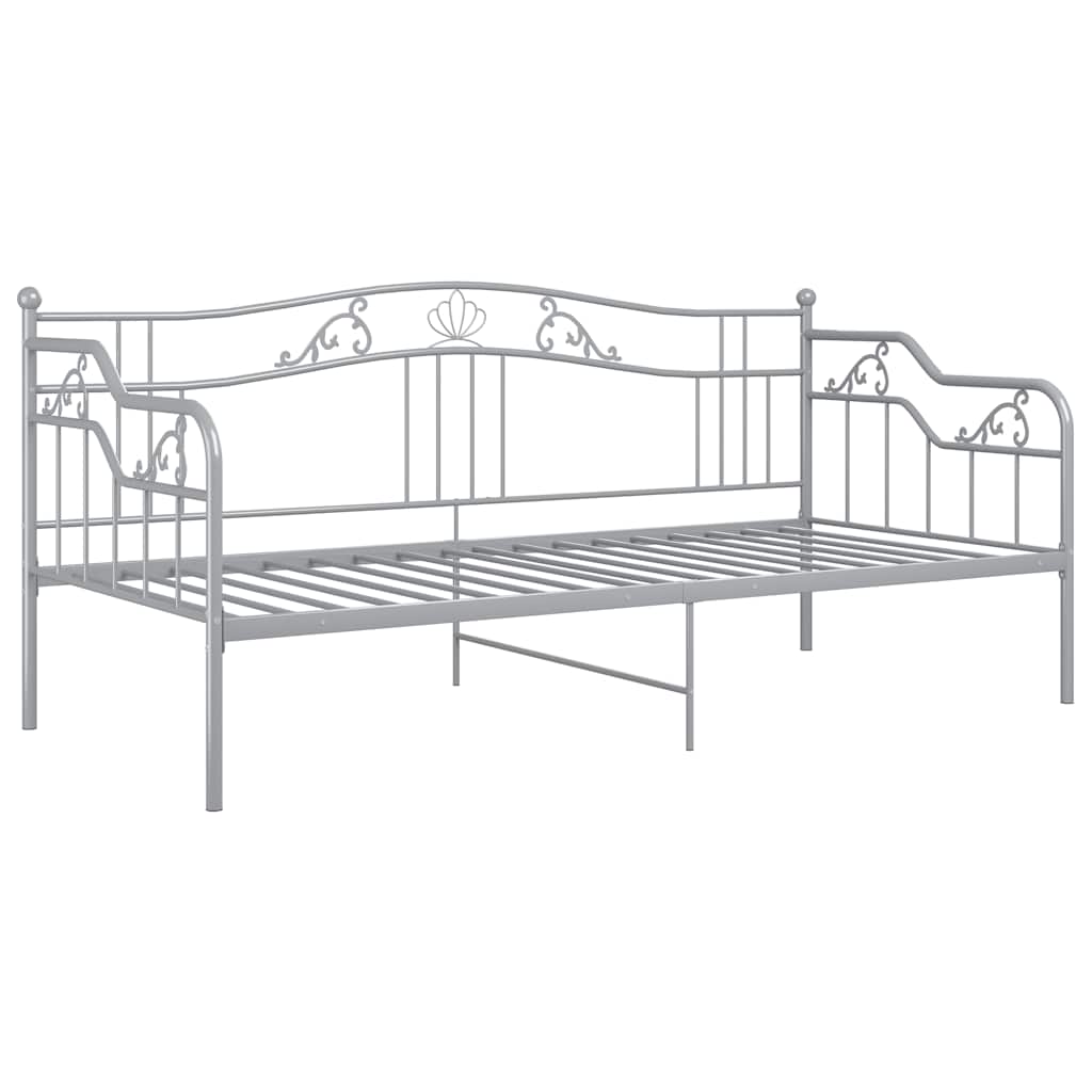 Slaapbank metaal grijs 90x200 cm – afbeelding 3