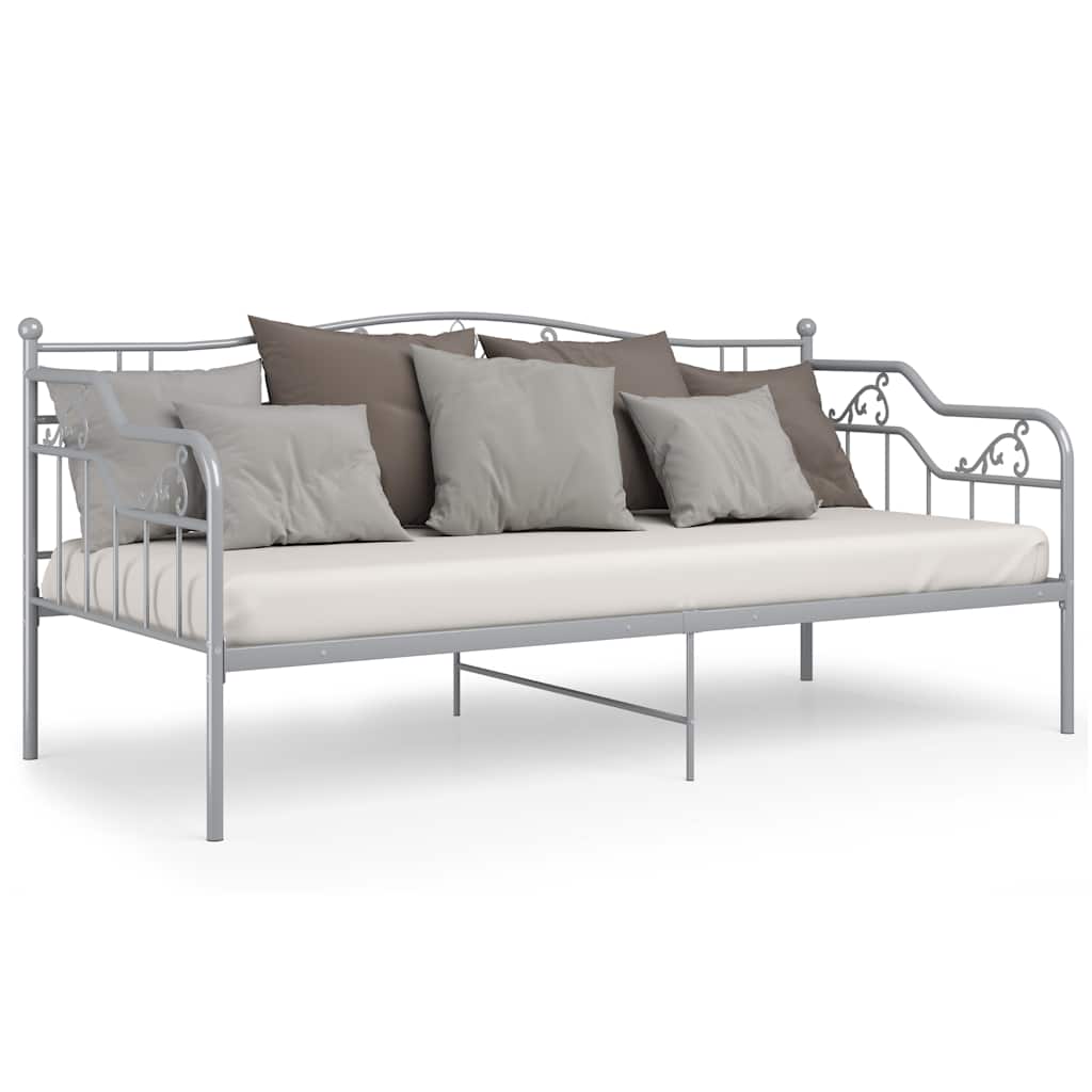 Slaapbank metaal grijs 90x200 cm – afbeelding 5