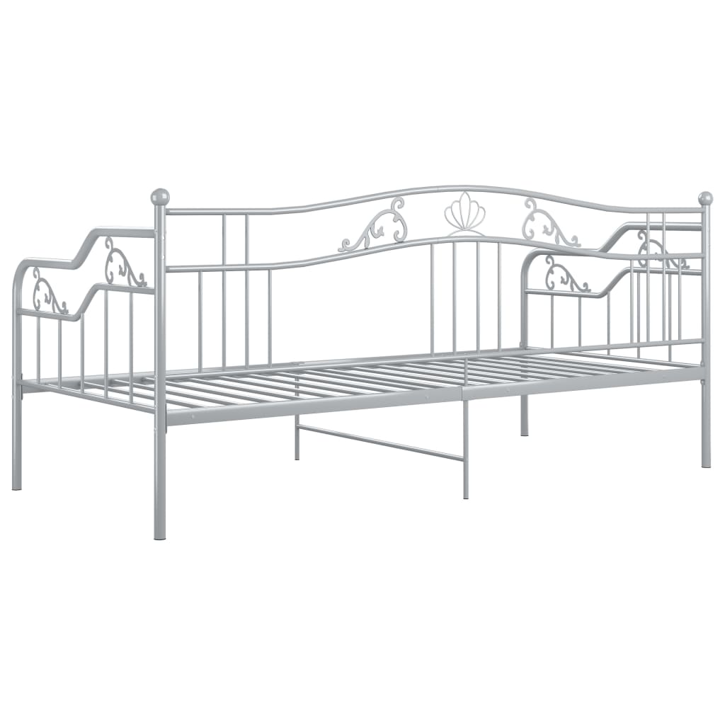 Slaapbank metaal grijs 90x200 cm – afbeelding 8