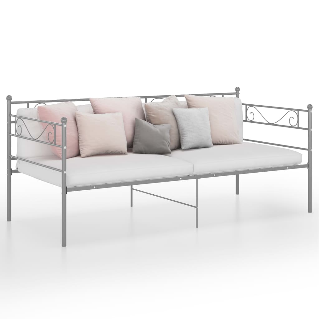 Slaapbank metaal grijs 90x200 cm – afbeelding 1