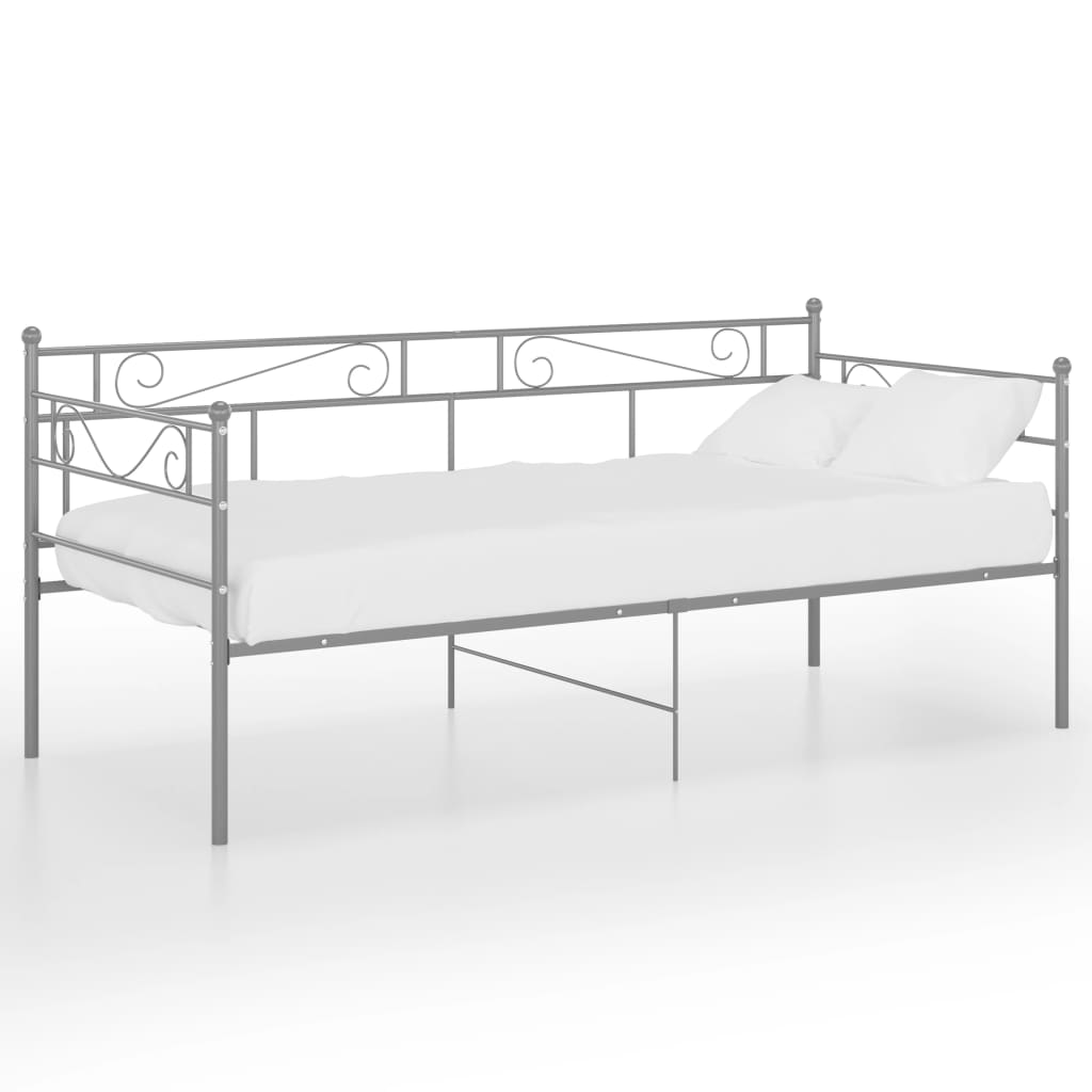 Slaapbank metaal grijs 90x200 cm – afbeelding 2