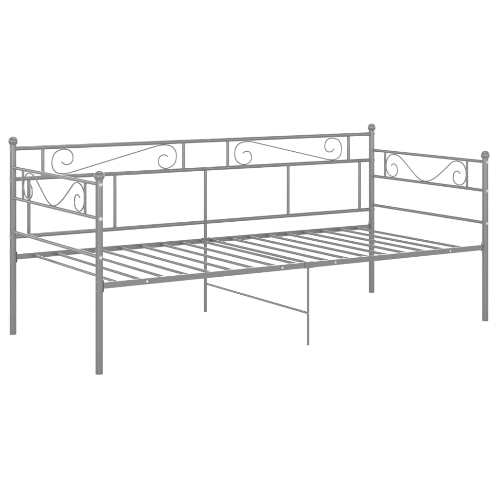 Slaapbank metaal grijs 90x200 cm – afbeelding 3