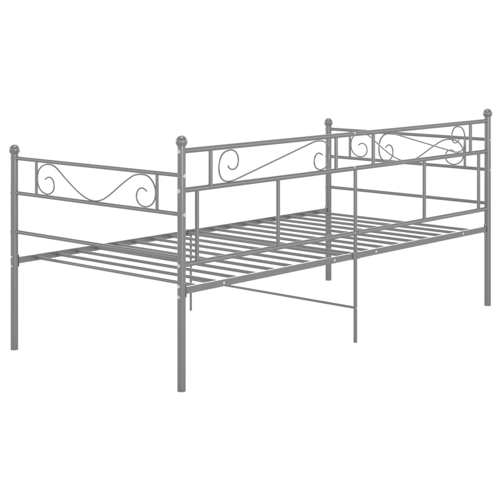 Slaapbank metaal grijs 90x200 cm – afbeelding 5