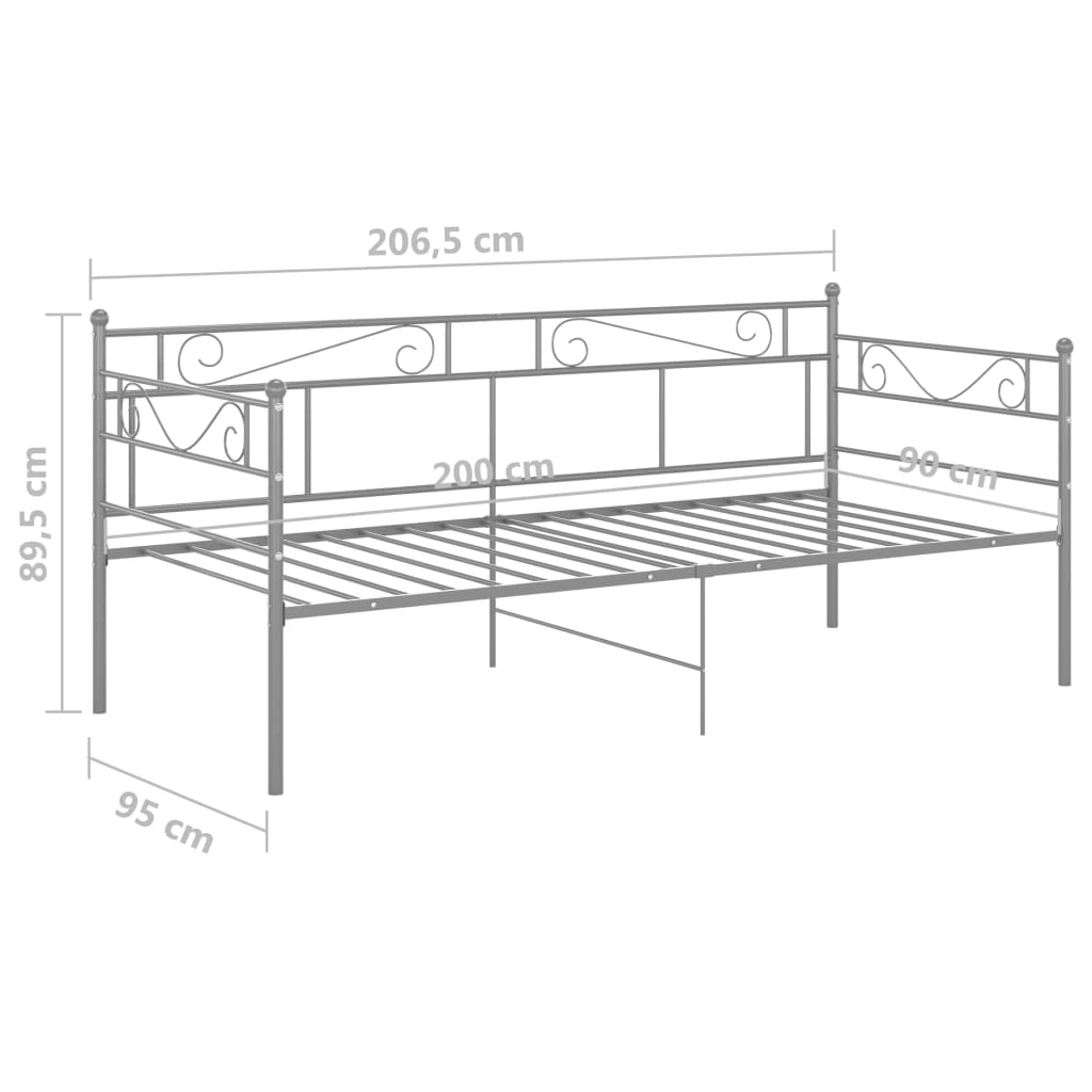Slaapbank metaal grijs 90x200 cm – afbeelding 8