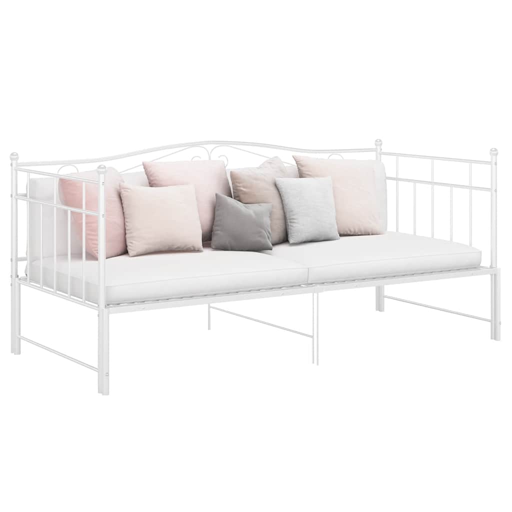 Slaapbank uittrekbaar metaal wit 90x200 cm – afbeelding 1