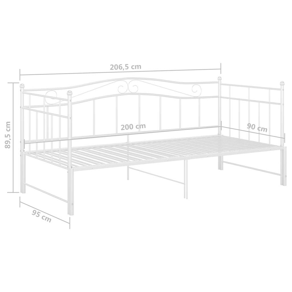 Slaapbank uittrekbaar metaal wit 90x200 cm – afbeelding 12