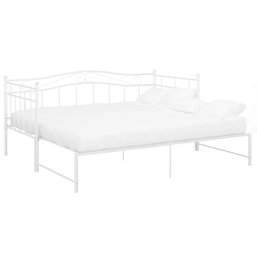 Slaapbank uittrekbaar metaal wit 90x200 cm – afbeelding 2