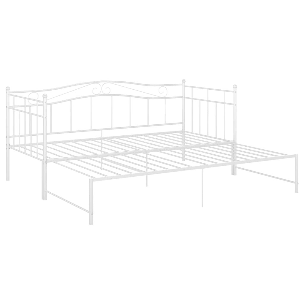 Slaapbank uittrekbaar metaal wit 90x200 cm – afbeelding 3