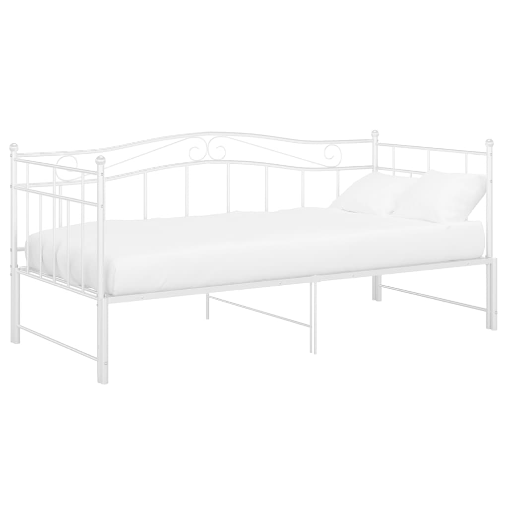 Slaapbank uittrekbaar metaal wit 90x200 cm – afbeelding 4