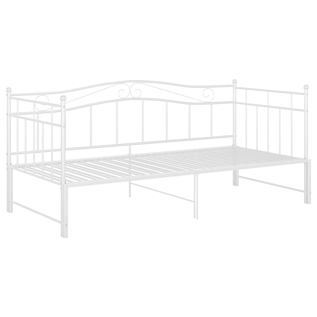 Slaapbank uittrekbaar metaal wit 90x200 cm – afbeelding 6