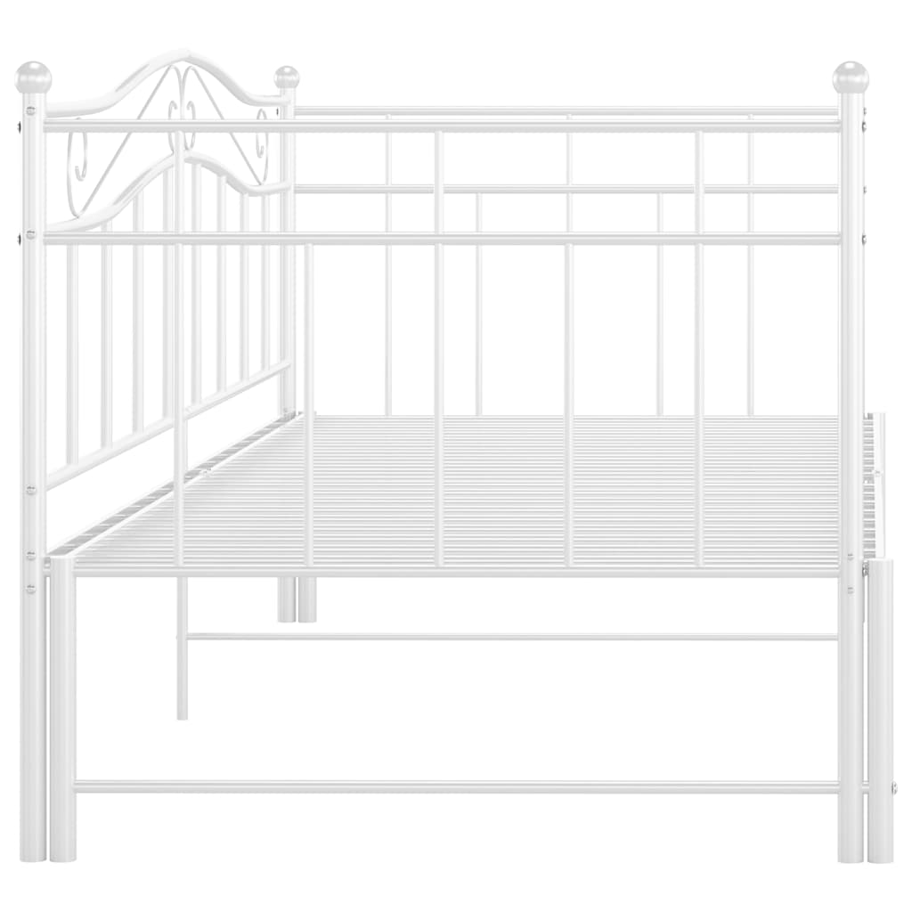 Slaapbank uittrekbaar metaal wit 90x200 cm – afbeelding 8