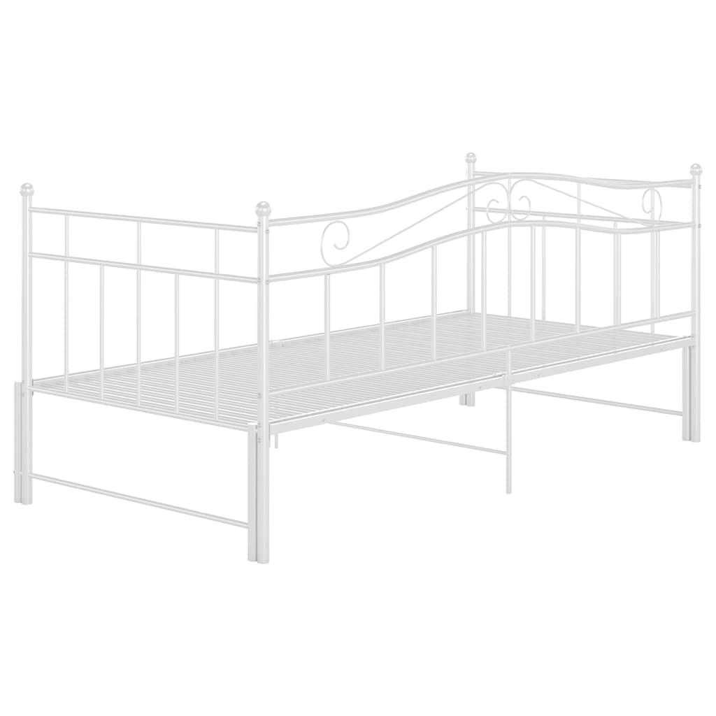 Slaapbank uittrekbaar metaal wit 90x200 cm – afbeelding 9