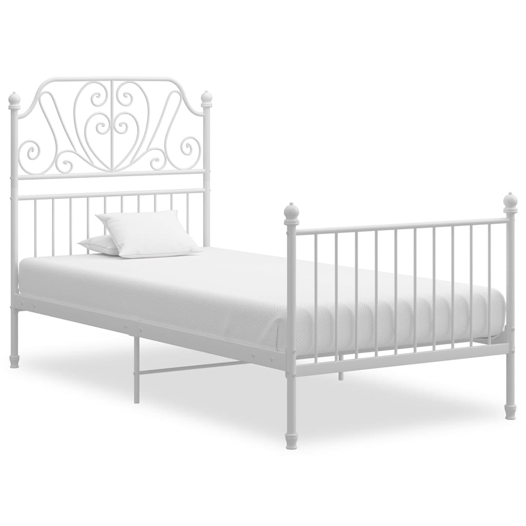 Bedframe metaal wit 90x200 cm – afbeelding 1