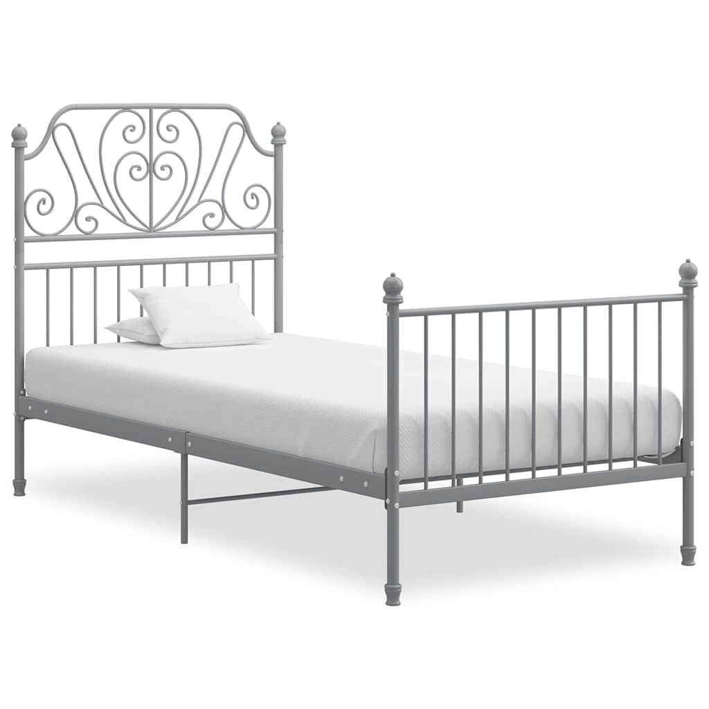 Bedframe metaal grijs 100x200 cm – afbeelding 1