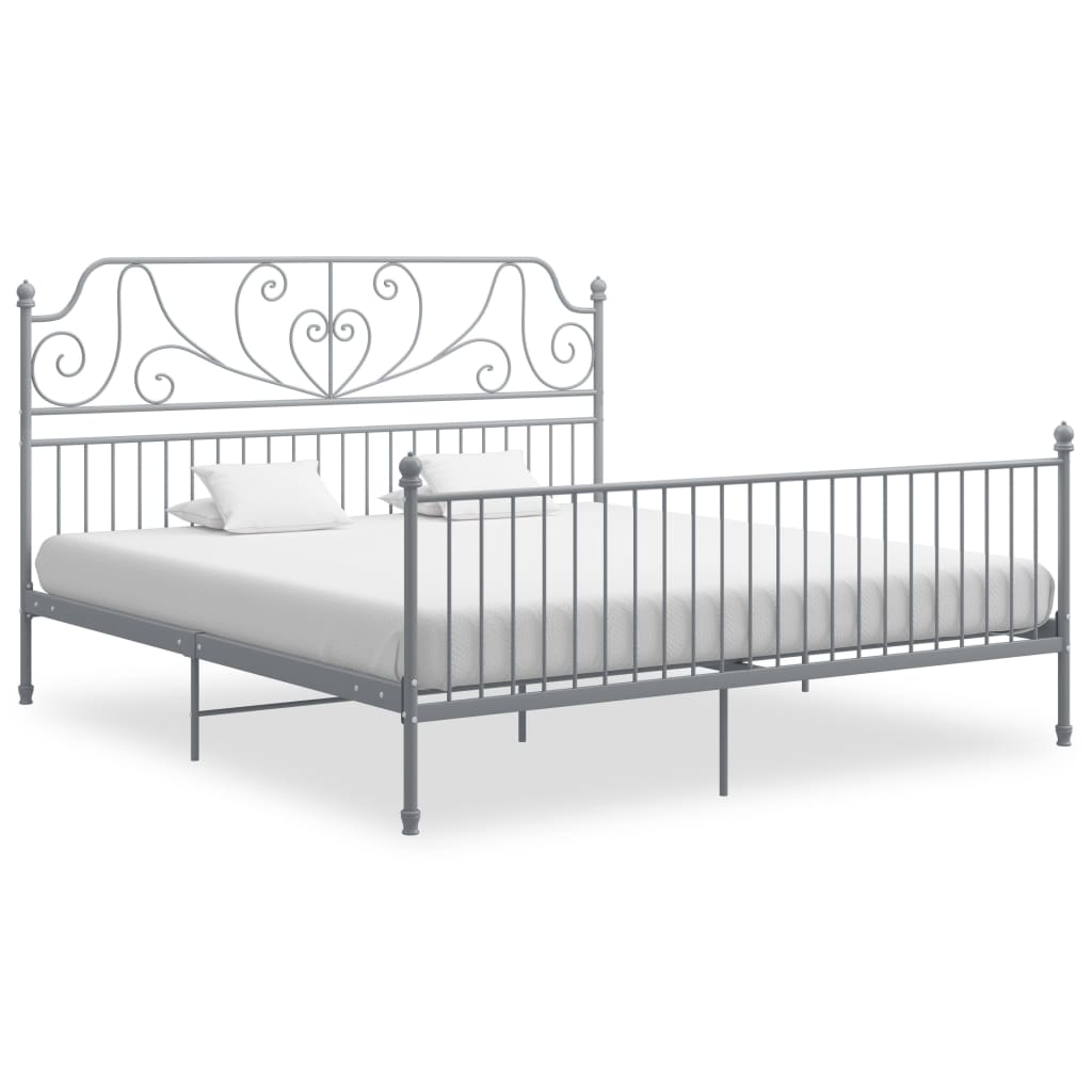 Bedframe metaal grijs 180x200 cm – afbeelding 1