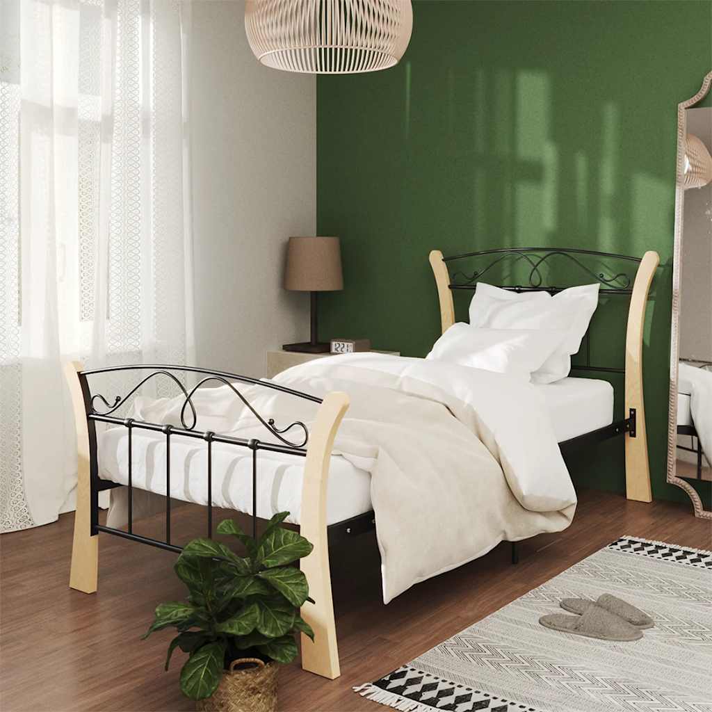 Bedframe metaal zwart 90x200 cm – afbeelding 1