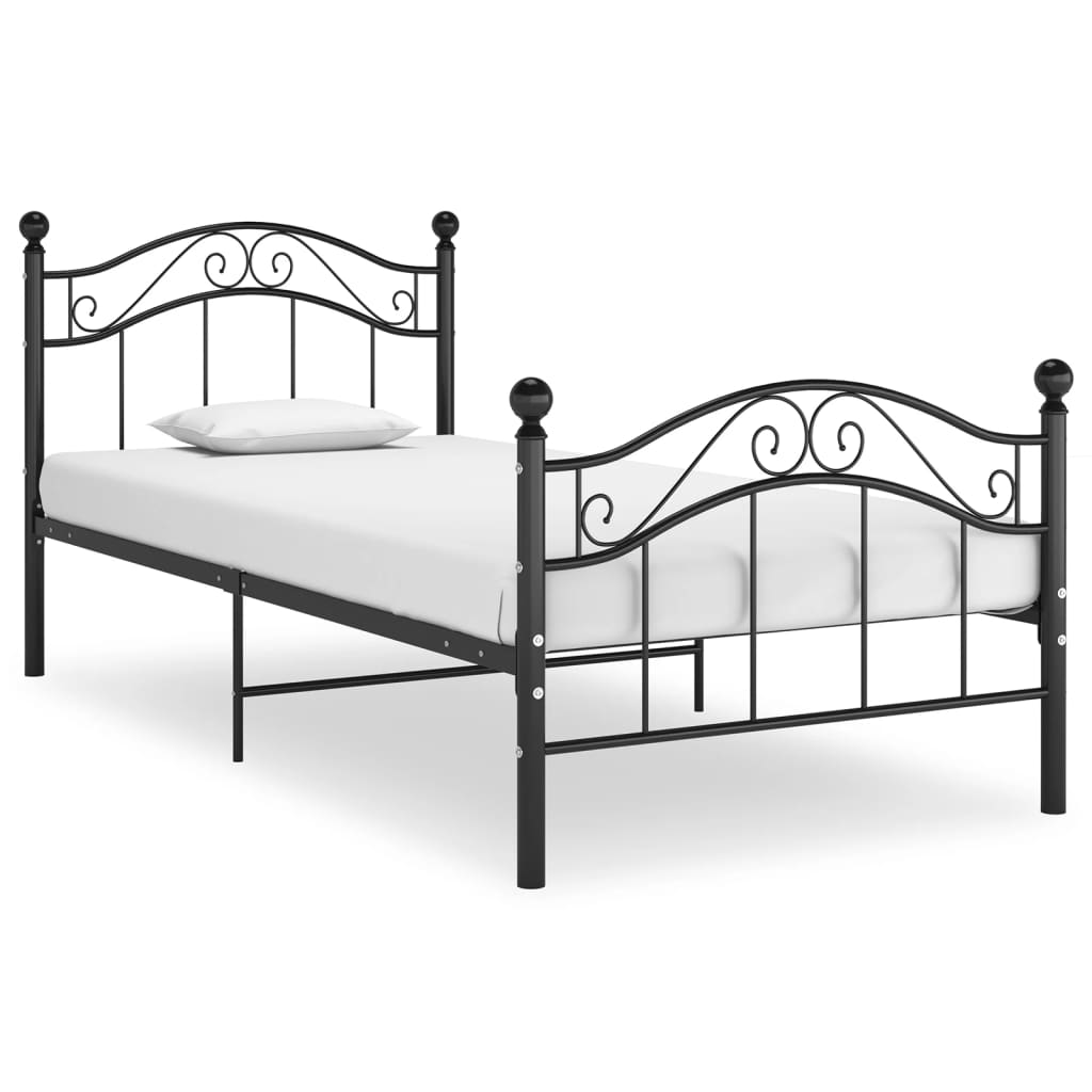 Bedframe metaal zwart 100x200 cm – afbeelding 1