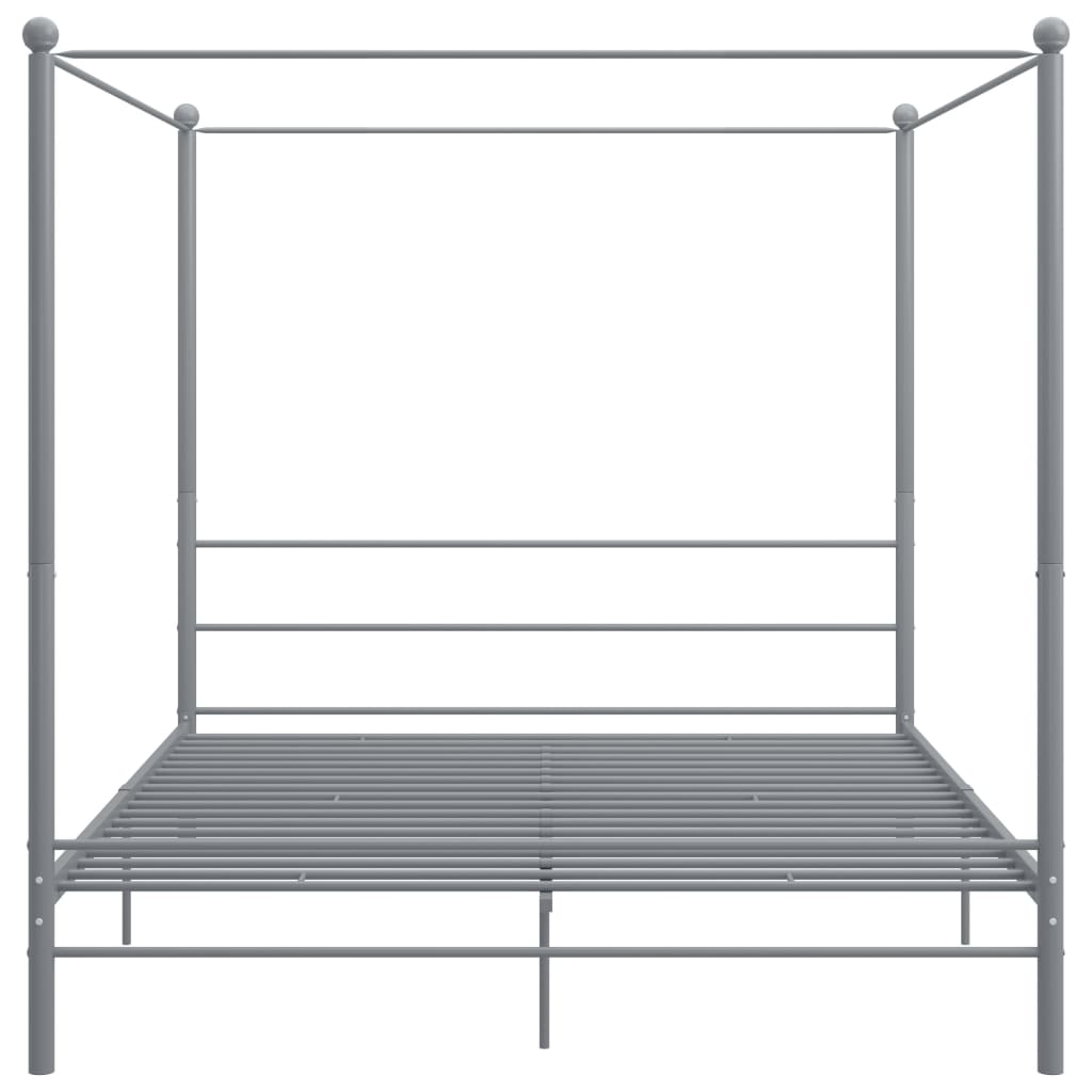 Hemelbedframe metaal grijs 200x200 cm – afbeelding 4