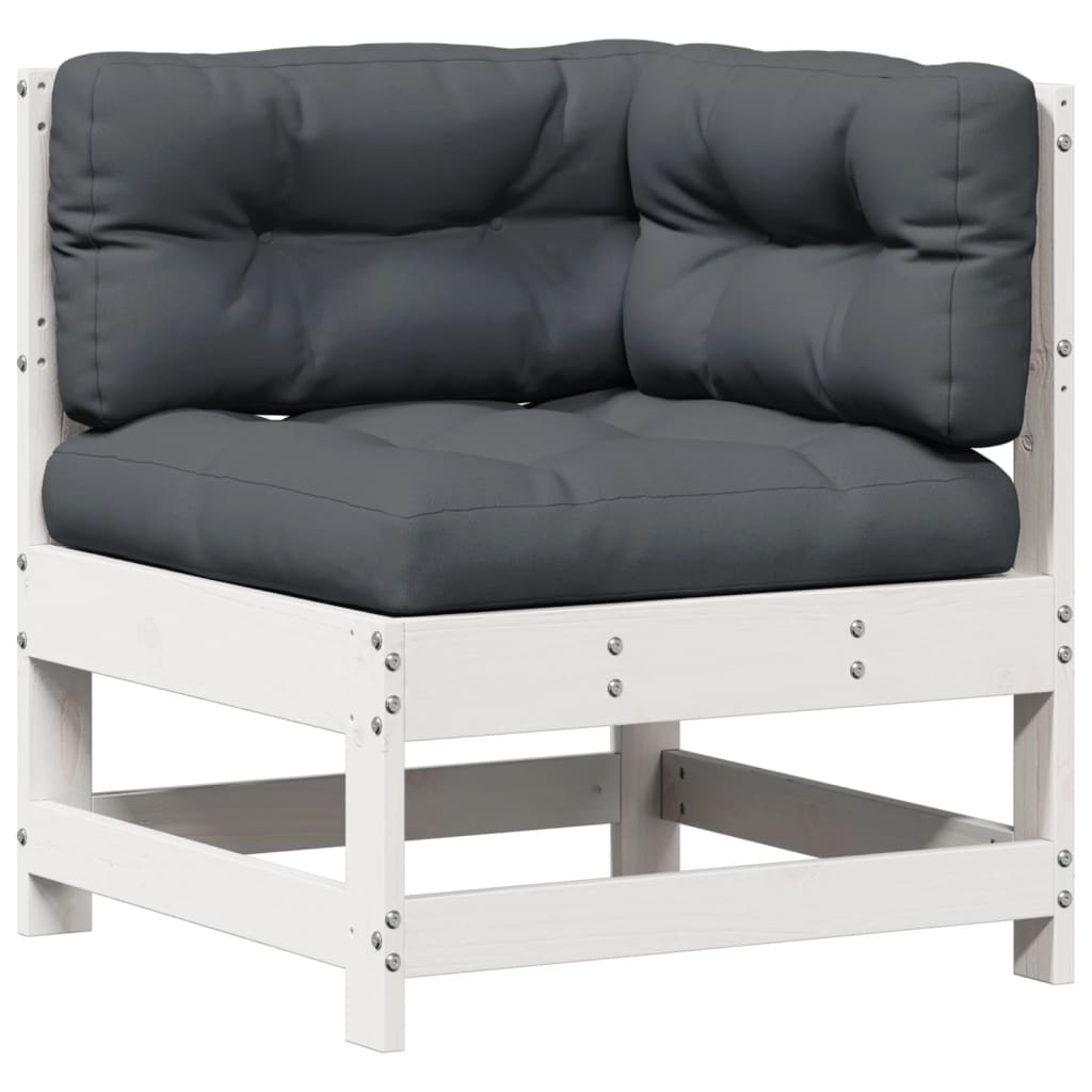 6-delige Loungeset met kussens massief grenenhout wit – afbeelding 4