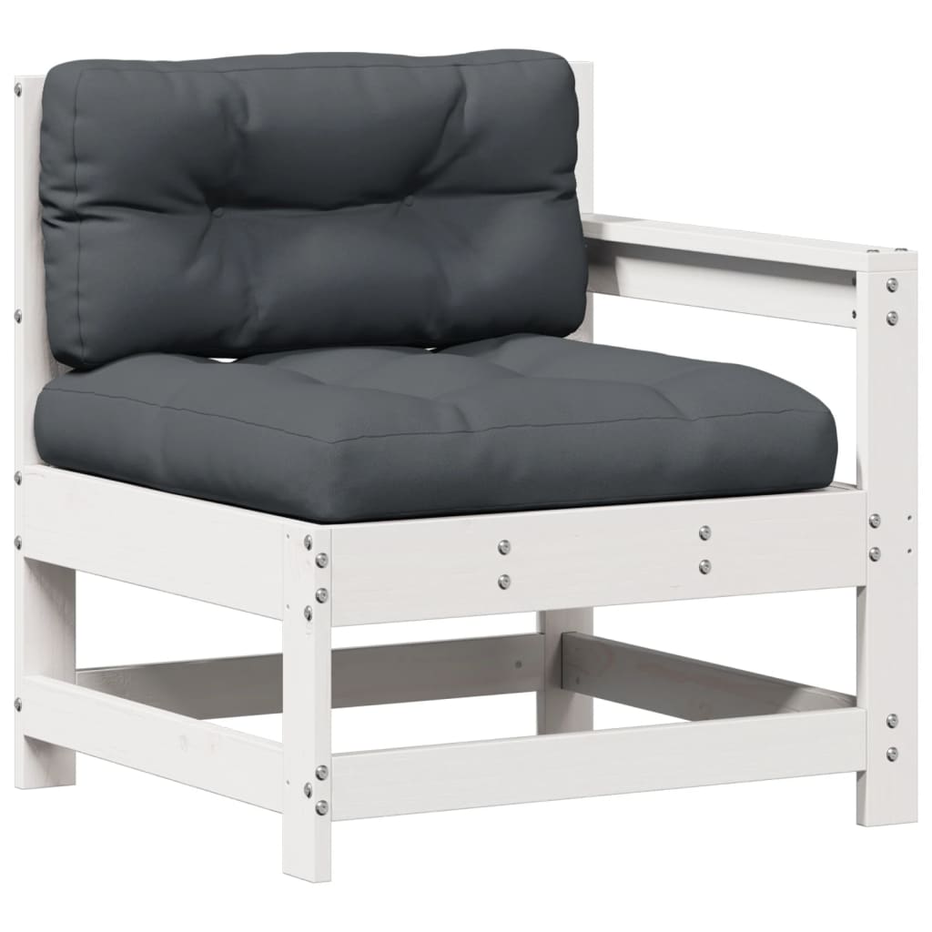 6-delige Loungeset met kussens massief grenenhout wit – afbeelding 5
