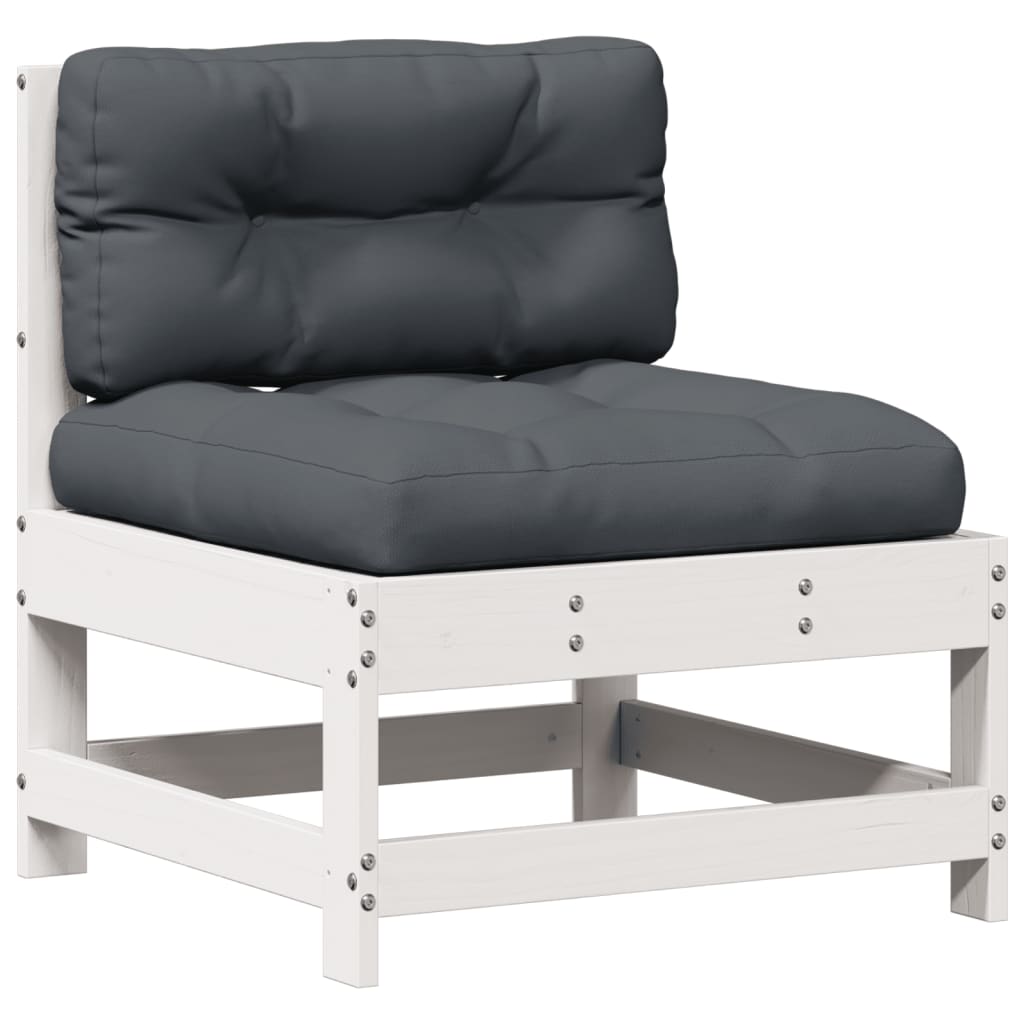 6-delige Loungeset met kussens massief grenenhout wit – afbeelding 6