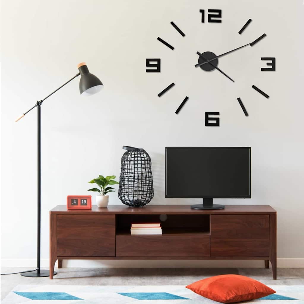 3D-wandklok modern XXL 100 cm zwart