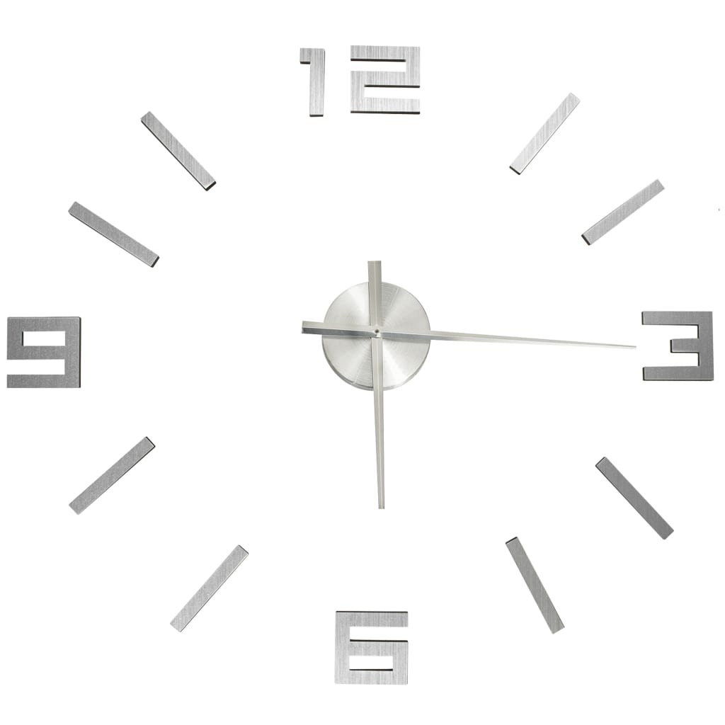 3D-wandklok modern XXL 100 cm zilverkleurig – afbeelding 2