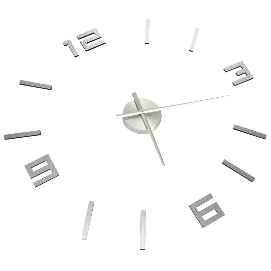 3D-wandklok modern XXL 100 cm zilverkleurig – afbeelding 3