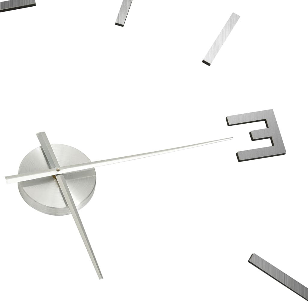3D-wandklok modern XXL 100 cm zilverkleurig – afbeelding 4