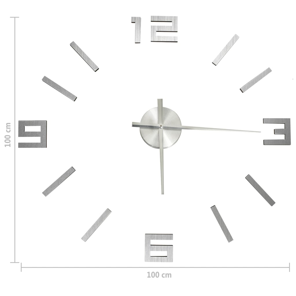 3D-wandklok modern XXL 100 cm zilverkleurig – afbeelding 5
