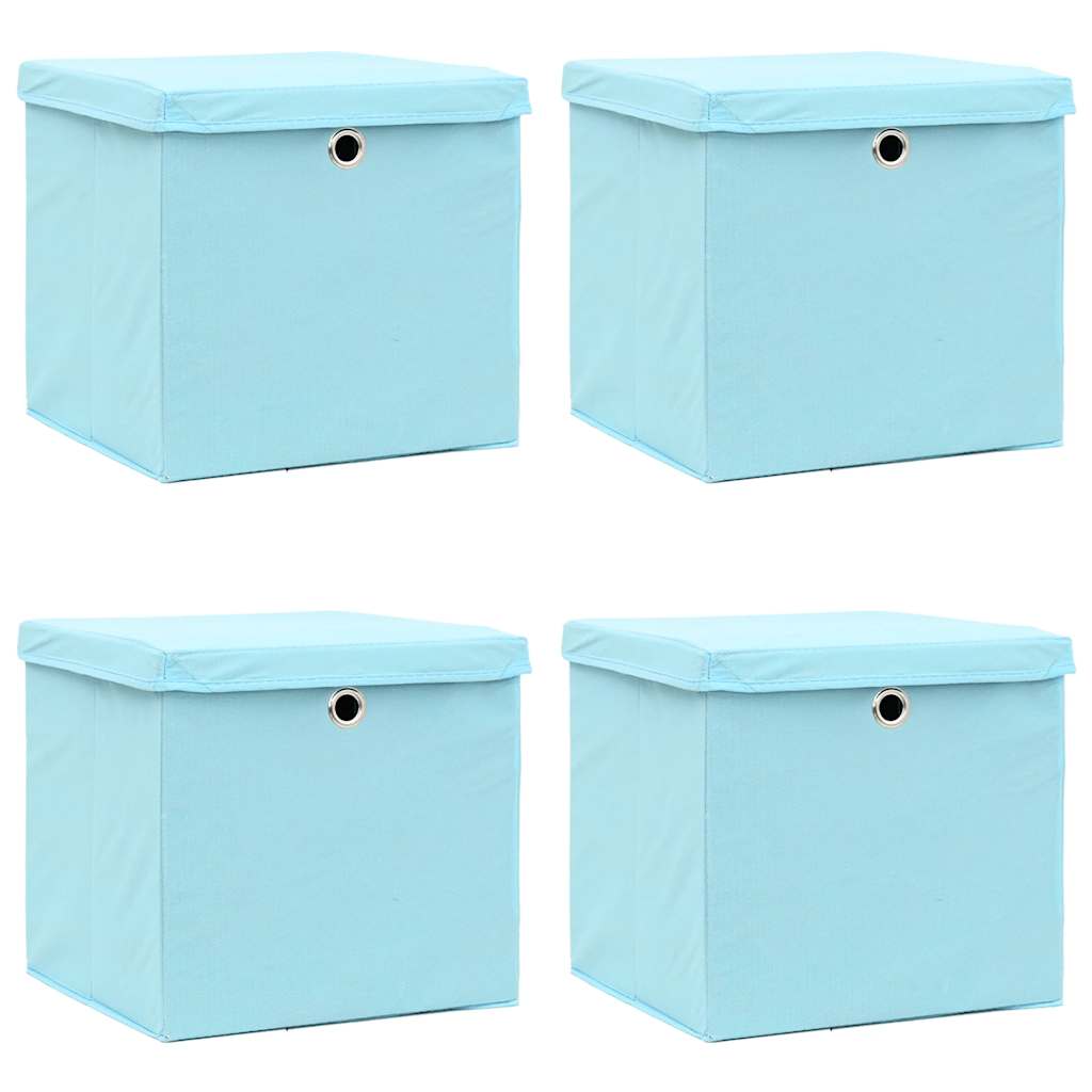Opbergboxen met deksel 4 st 28x28x28 cm babyblauw