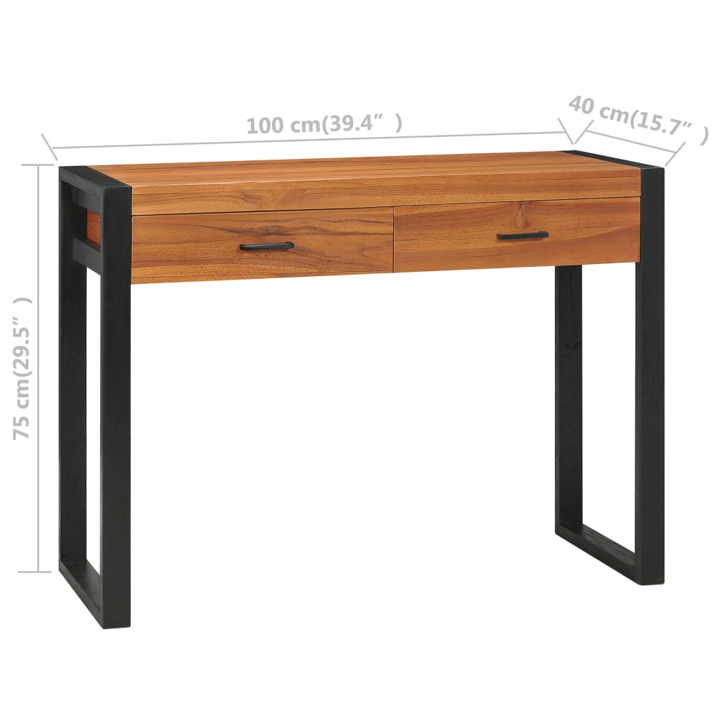 Bureau met 2 lades 100x40x75 cm teakhout – afbeelding 9