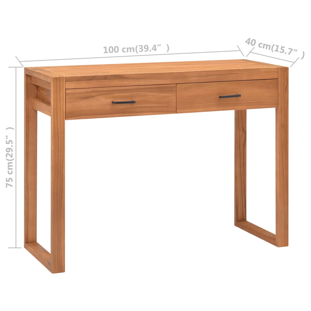 Bureau met 2 lades 100x40x75 cm teakhout – afbeelding 9