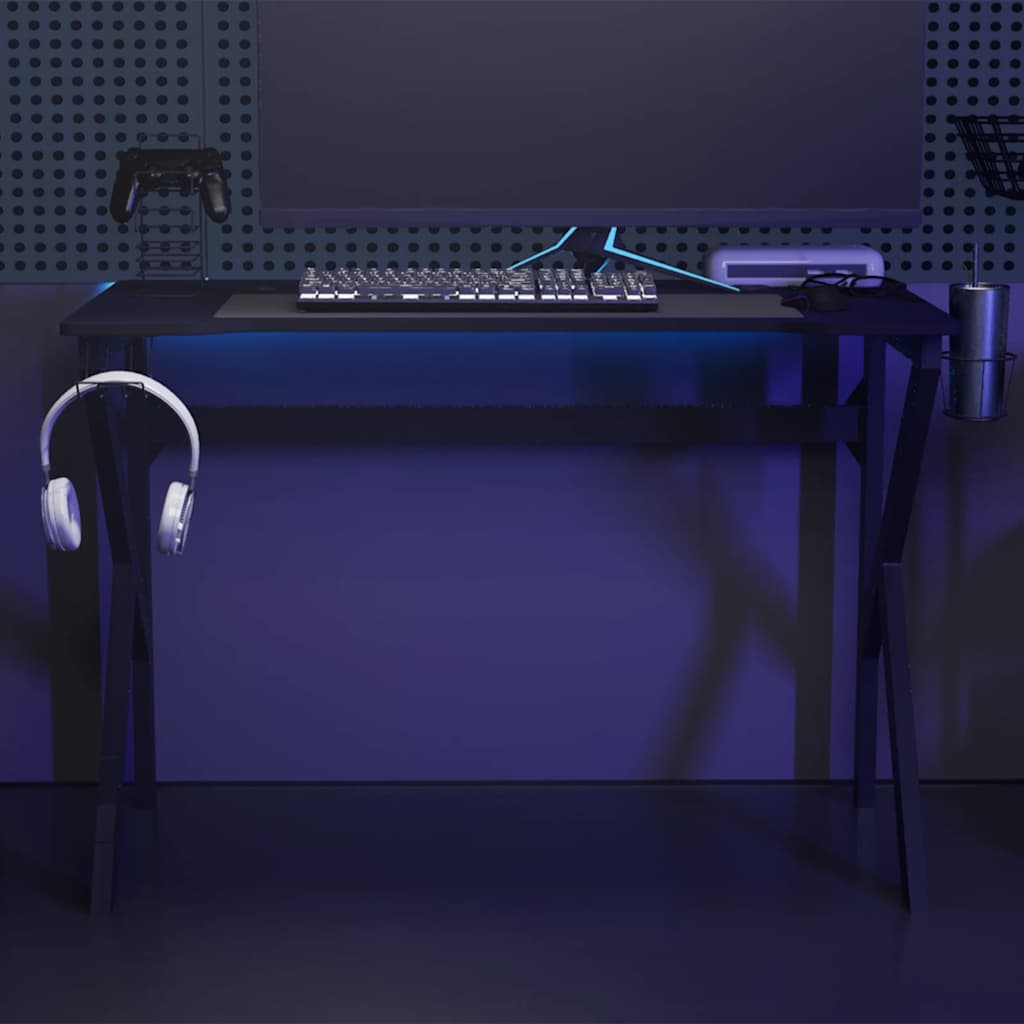 Gamingbureau met K-vormige poten 110x60x75 cm zwart