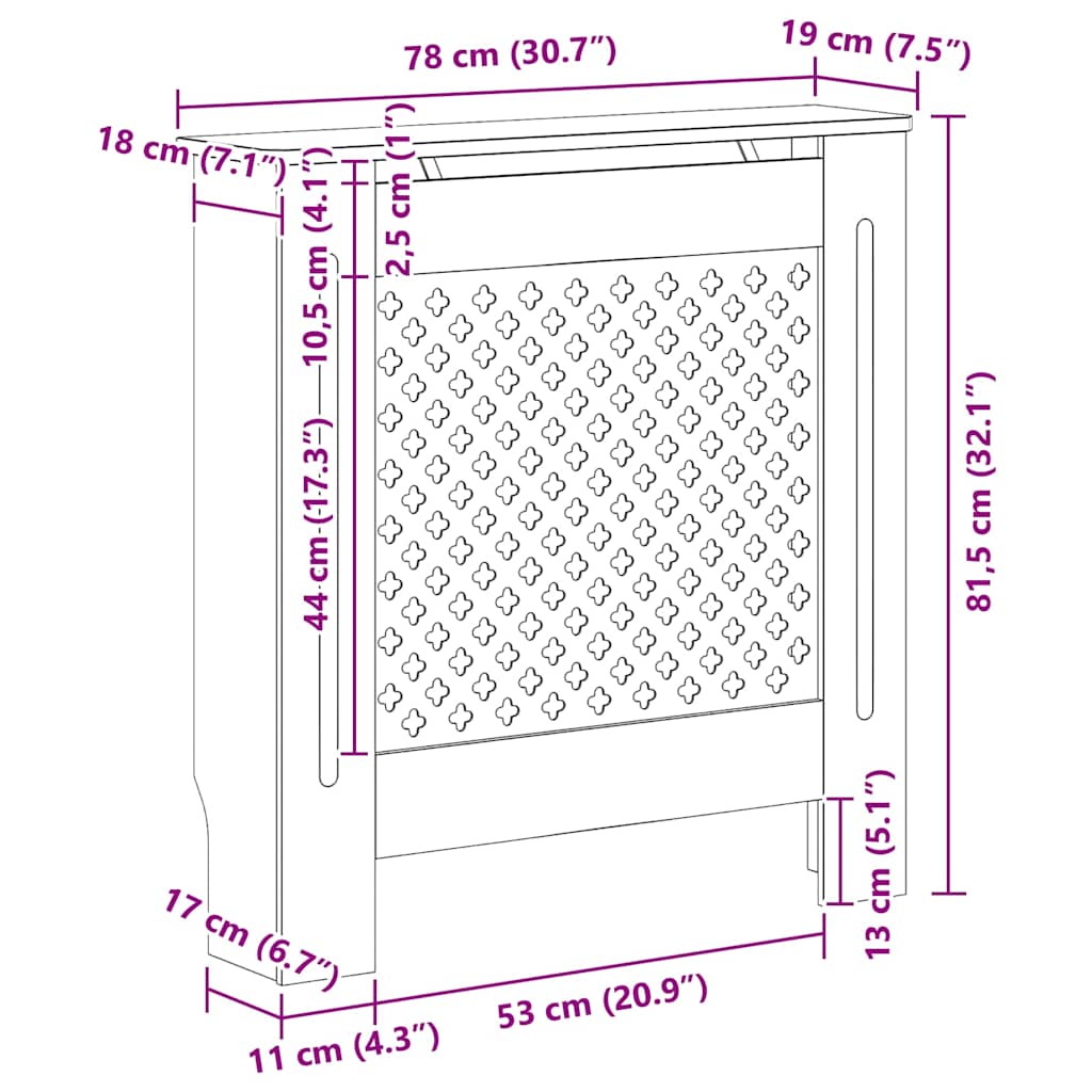 Radiatorombouw 78 cm MDF zwart – afbeelding 9