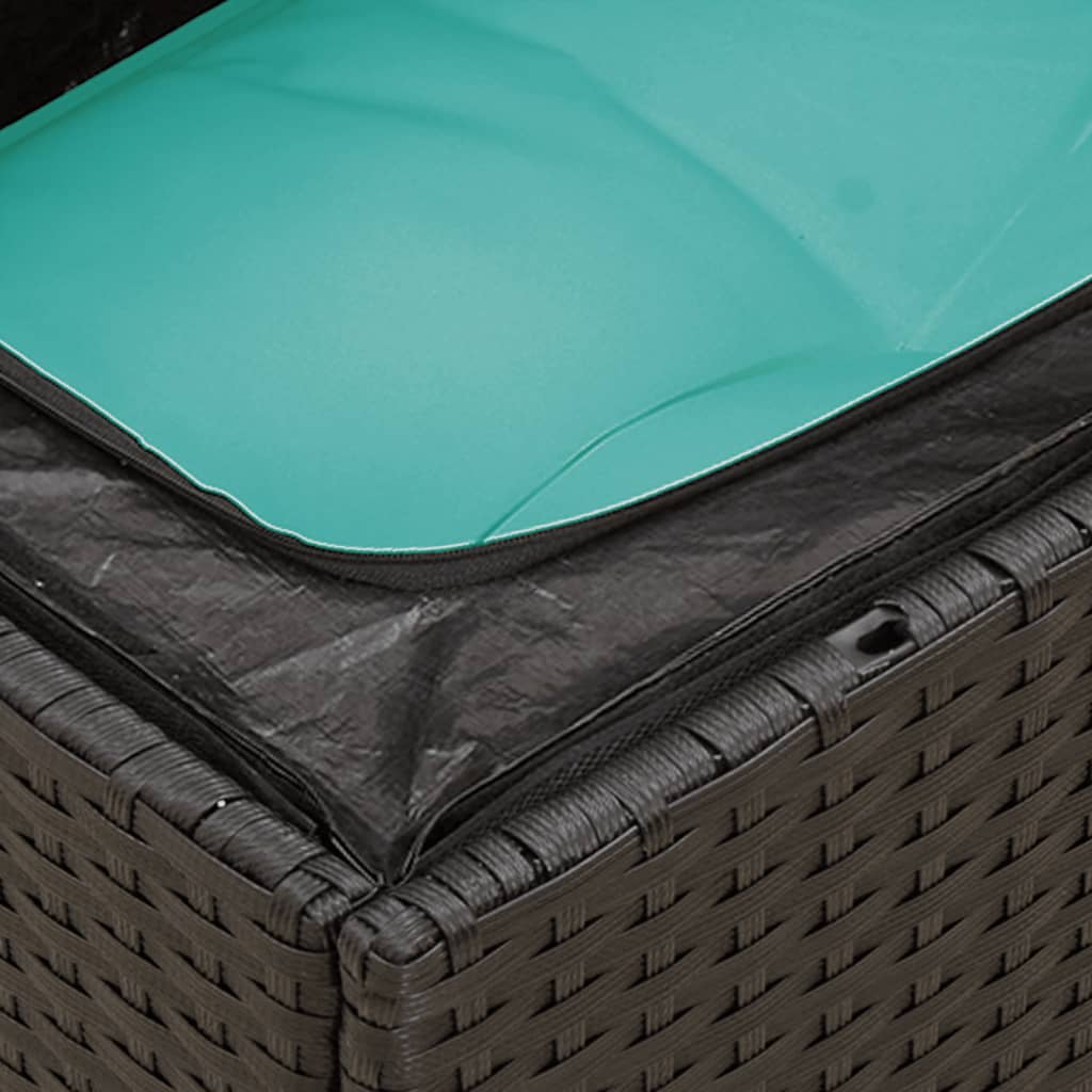 5-delige Loungeset met kussens poly rattan zwart – afbeelding 7