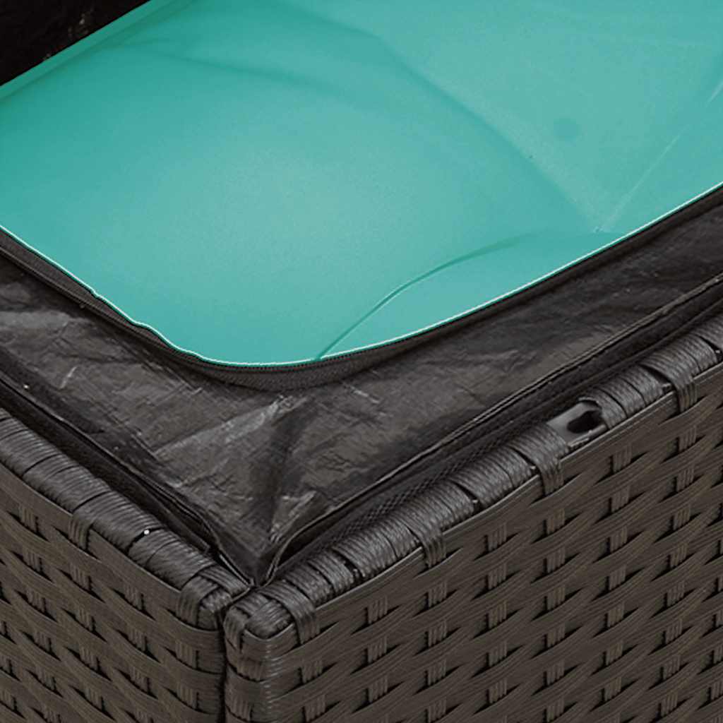 9-delige Loungeset met kussens poly rattan zwart – afbeelding 7