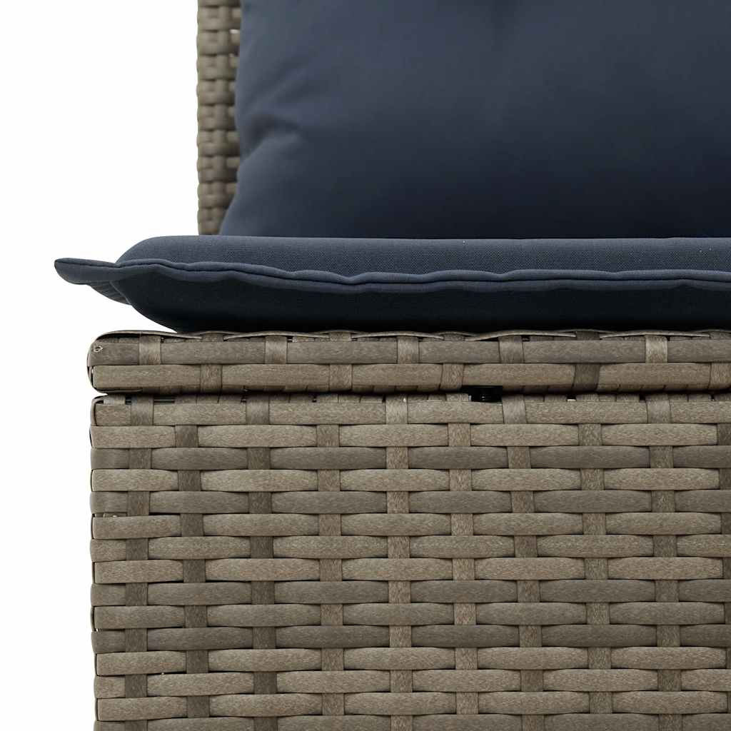 9-delige Loungeset met kussens poly rattan grijs – afbeelding 7