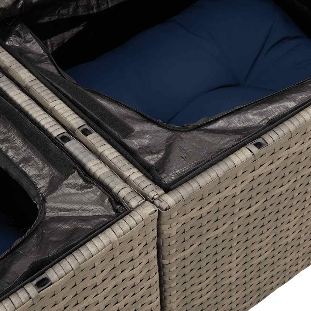 9-delige Loungeset met kussens poly rattan grijs – afbeelding 8