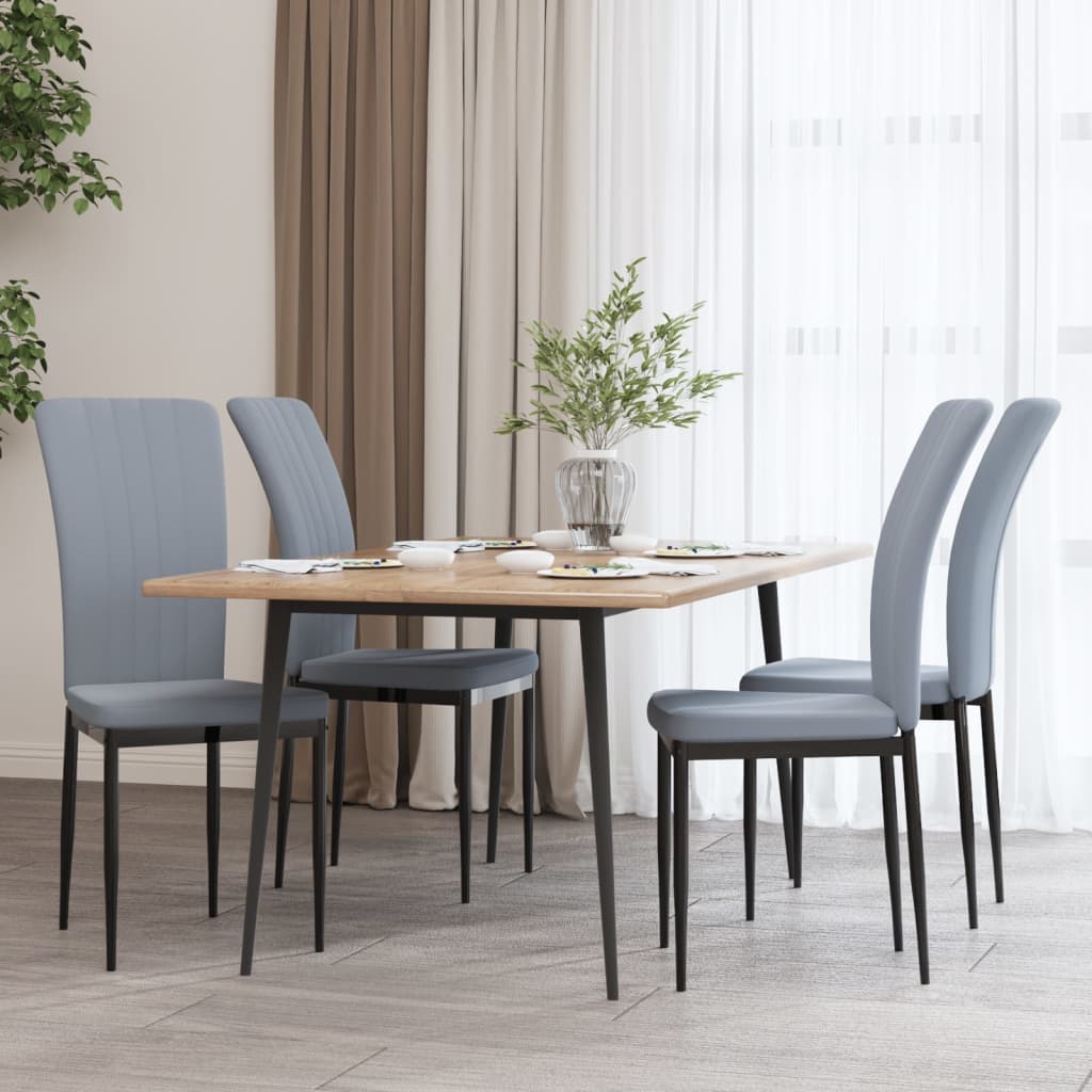 Eetkamerstoelen 4 st fluweel lichtgrijs – afbeelding 1