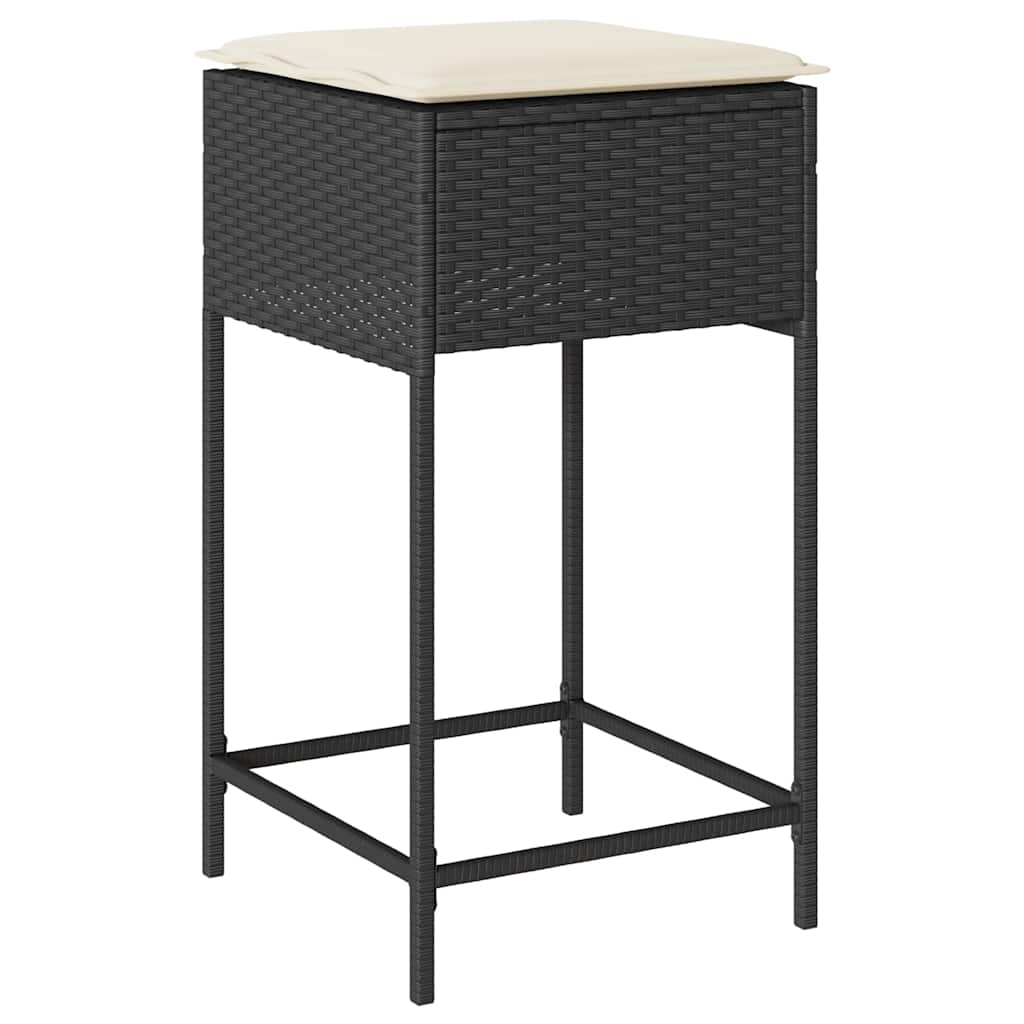 7-delige Tuinbarset met kussens poly rattan zwart – afbeelding 4