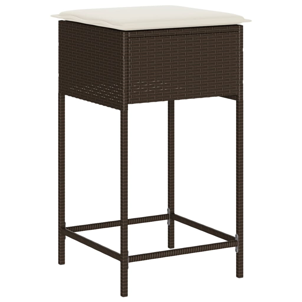 5-delige Tuinbarset met kussens poly rattan bruin – afbeelding 4