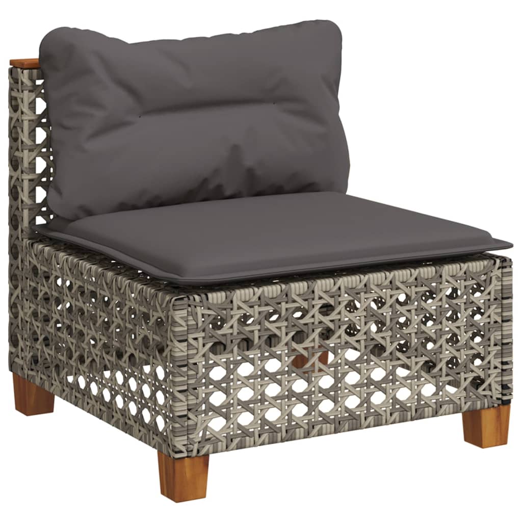 9-delige Loungeset met kussens poly rattan grijs – afbeelding 3