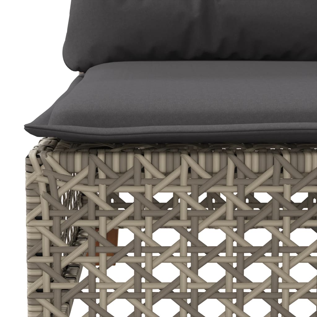 9-delige Loungeset met kussens poly rattan grijs – afbeelding 6