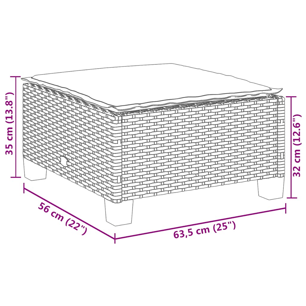 5-delige Loungeset met kussens poly rattan beige – afbeelding 12
